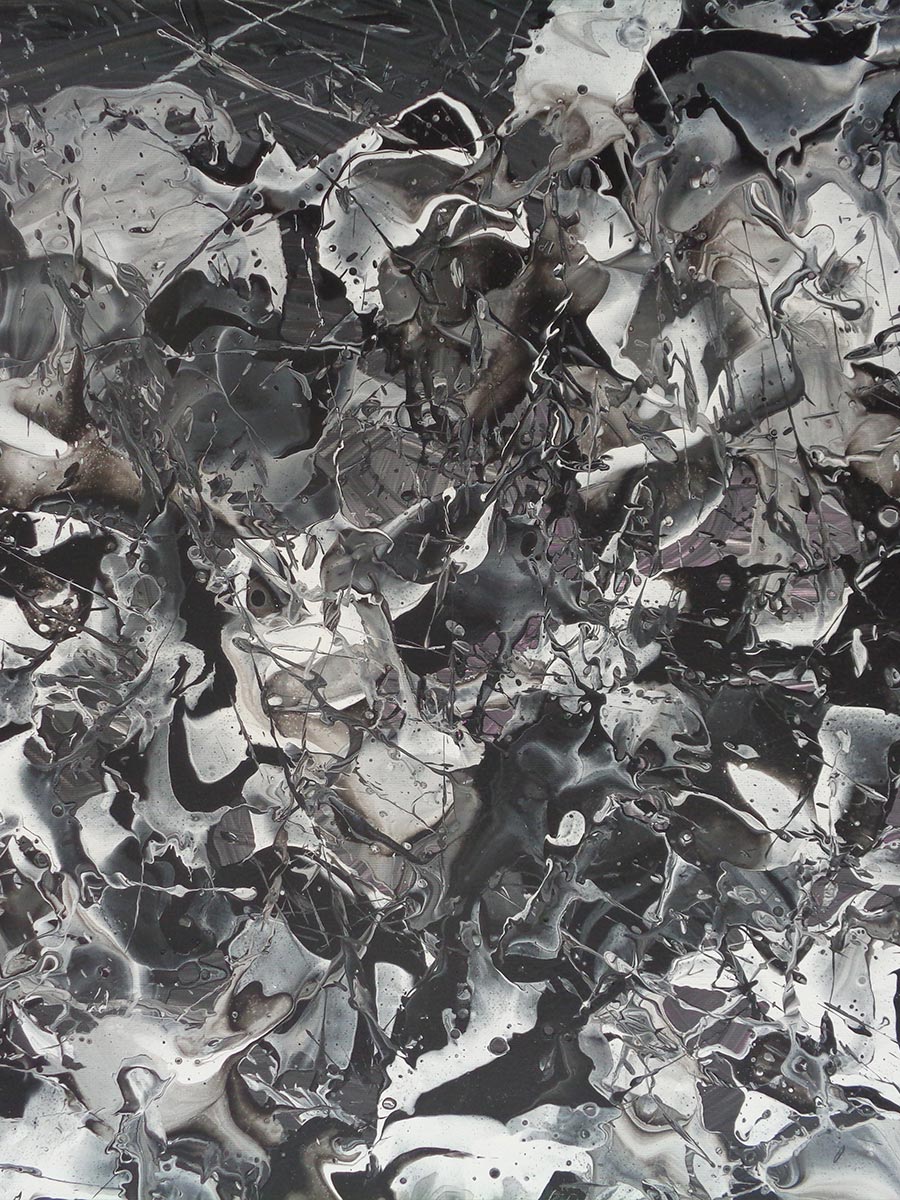 Abstraktes Schüttbild in lebendiger Farbpalette