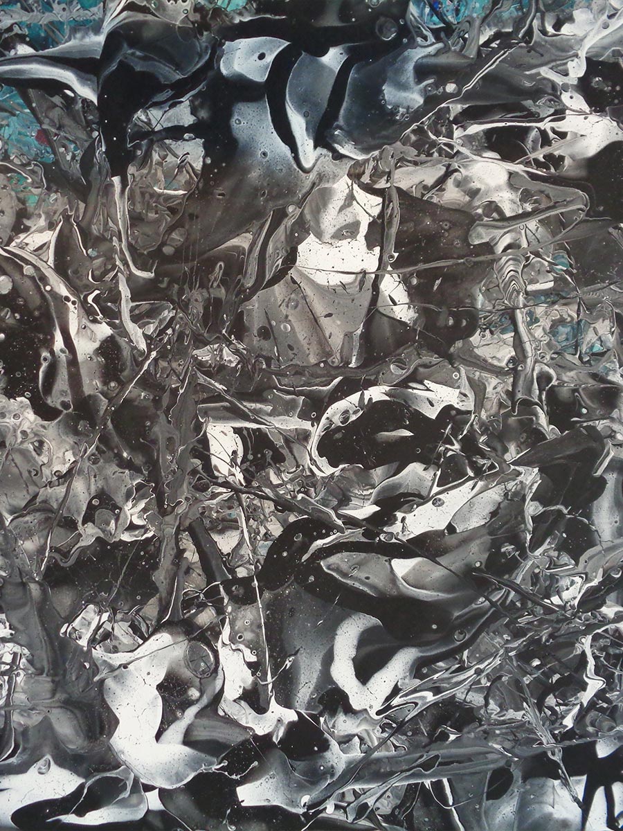 Abstraktes Schüttbild mit intensiver Farbwirkung