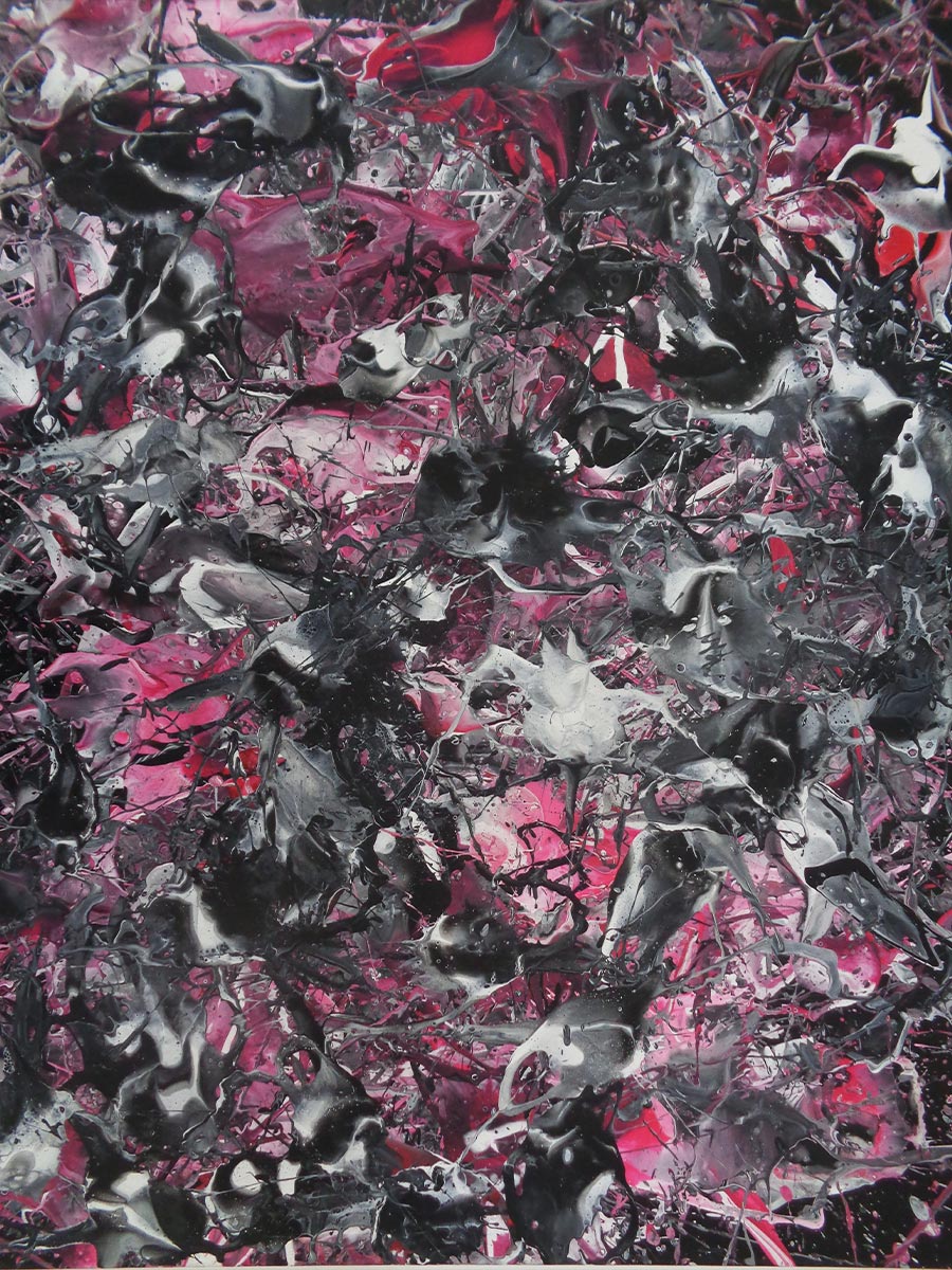 Abstraktes Schüttbild mit lebendiger Komposition