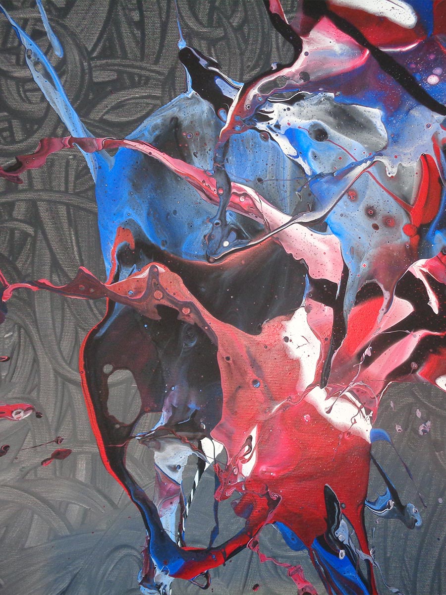 Farbenfrohes Schüttbild in abstrakten Mustern